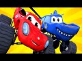 モンスタータウン モンスターシャークのマーティが山で事故を！？ 🚚 カーシティー - 子供向けトラックアニメ Super Truck Animation for Kids