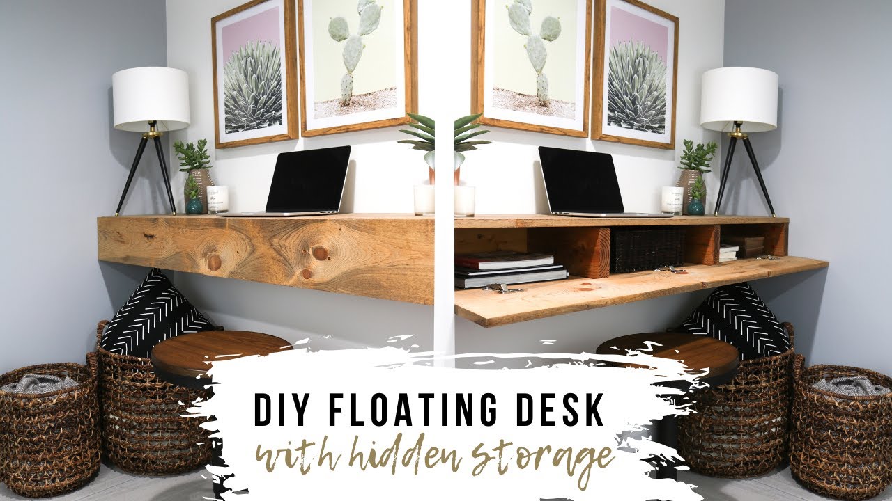 Diy Floating Desk Shelf With Hidden Storage Youtube