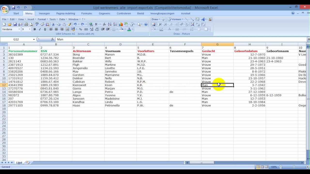 Track Verzuim: Instructie Importeren gegevens met Excel