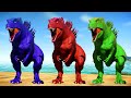 Godzilla Color Mod vs T-Rex 3Head vs Giganocephalus - Jurassic World Evolution Dinosaurs Fighting