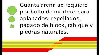 CUANTA ARENA SE REQUIERE POR BULTO DE MORTERO - Dosificación de morteros