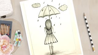 easy umbrella drawing very drawings draw sketch sketches