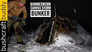 Heated Bundeswehr Zeltbahn Snow Storm Bunker | Canvas Infantry Tent Hack | Stealth Open Fire Heating