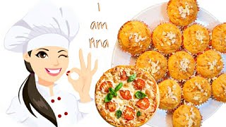 Pizza muffins with cheese and ham - recipe