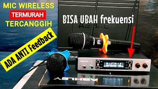 mic wireless murah berkualitas ashley combo anti feedback dan bisa ubah frekuensi