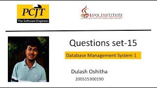 Questions set 15 | Database Management System | Java Institute | Dulash Oshitha