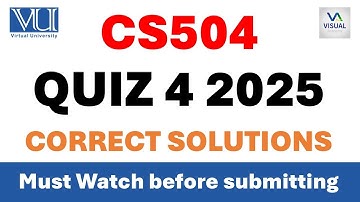 CS504 Software Engineering-I Quiz No. 4 | Virtual University of Pakistan