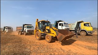 JCB 3dx Loading Mud in Tata Truck | BharatBenz Truck | Ashok Leyland Truck