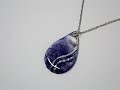Royal Blue polymer clay pendant with mica powder and rhine stones