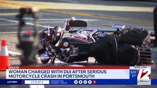 Woman charged with DUI after serious motorcycle crash