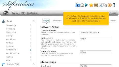 How to install a script using Softaculous