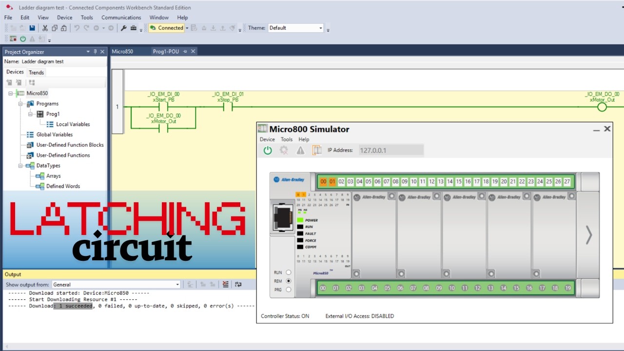 Lathing circuit first ladder diagram program Micro800 Allen Bradley