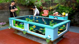 Creative and cool billiard aquarium for relaxing corner