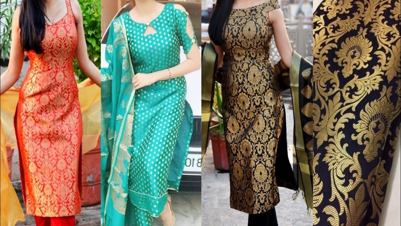 Latest #Brocade Suit Designs|Brocade Kurti Designs|Banarasi Suit ...