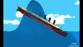 R.M.S Lusitania B ship going through giant wave in Floating Sandbox simulator