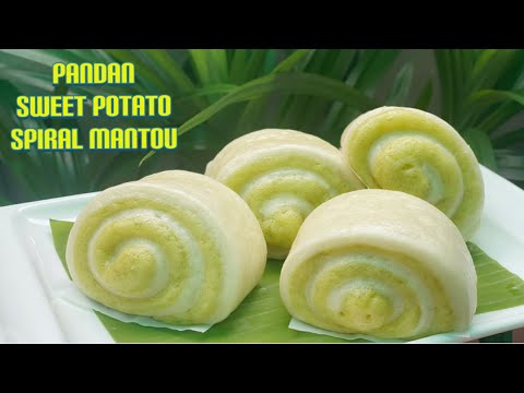 PANDAN SWEET POTATO spiral mantou recipe