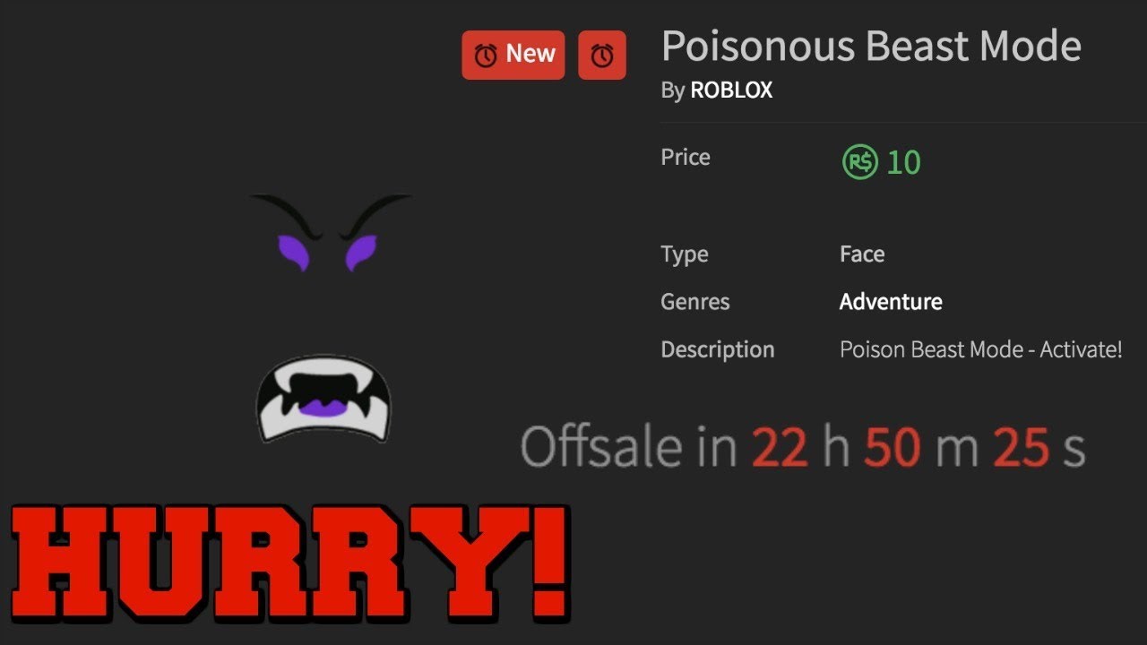 HURRY! BEAST MODE FACE ONLY 10 ROBUX! *GREAT DEAL* | Poisonous Beast Mode - 
