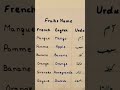 Fruits name (Part 1) #learnfrench #english #learnlanguages #spokenenglish #learnurdu#learning