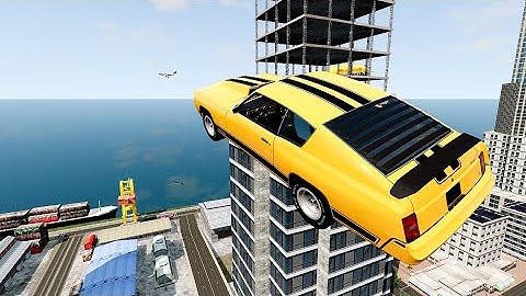 BeamNG Drive Realistic Car Crash Test - Extreme High Ramp Jump Physics Simulation #8