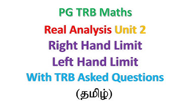 Right Hand Limit and Left Hand Limit | TRB Maths | Real Analysis