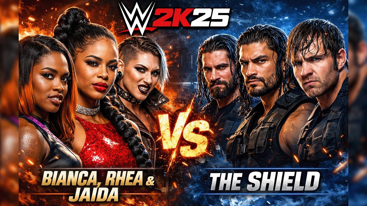WWE 2K25 LIVE 🔥 The Shield vs Jaida Parker, Bianca Belair and Rhea Ripley Showdown