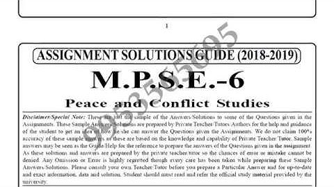 IGNOU MPSE 006 solved assignment 2018-19 | Peace and Conflict Studies
