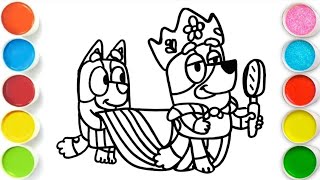 Bluey and Bingo playing dress up game Drawing, Painting &amp; Coloring For Kids and Toddlers_ Easy Art