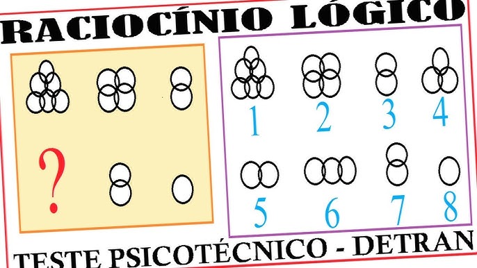 Raciocínio Lógico Figuras imagem Teste psicotécnico QI Quociente de  Inteligência Detran Concurso RLM 