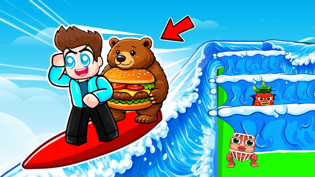 I HACKED AND ADDED SURF BOARD IN ESCAPE TSUNAMI FOR BRAINROT ROBLOX !!