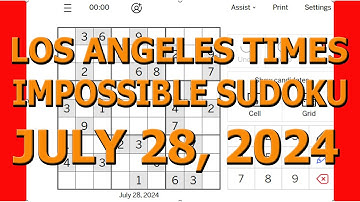Onmogelijke Sudoku | Los Angeles Times Sudoku 28 juli 2024 - Oplossen zonder de notities