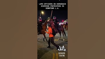 LAPD on horseback disperse protesters on No Kings Day in downtown L.A.