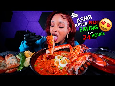 2X SPICY LOBSTER TAIL & KING CRAB CARBONARA NOODLE SEAFOOD BOIL MUKBANG ASMR | QUEEN BEAST