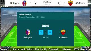 Bologna vs AS Roma Italian Serie A Football LIVE SCORE