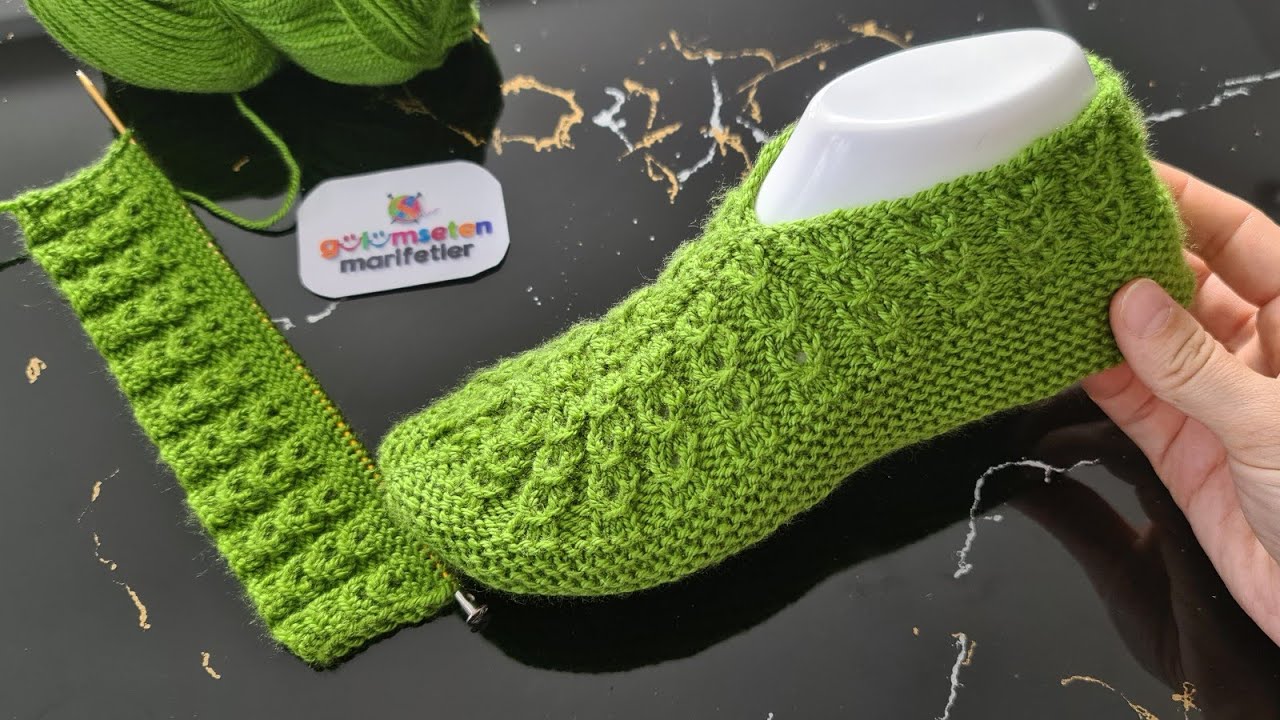 Новая схема вязания женских тапочек носков пинеток