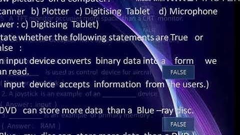 CLASS 7  CHAPTER 1  QUESTIONS  & ANSWERS COMPUTER  HARDWARE COMPONENTS,PART  4
