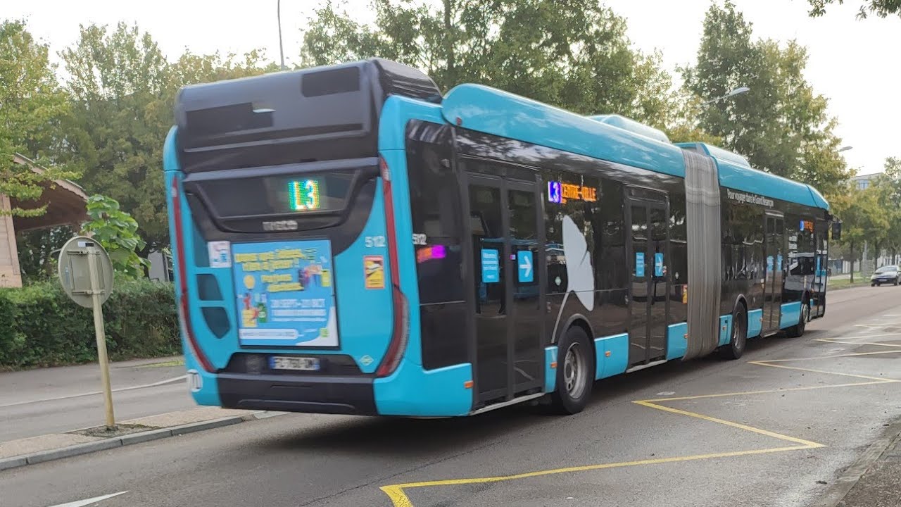 Roadmovie bus Iveco urbanway 18 GNC n.512 sur la ligne L3 de Ginko ...