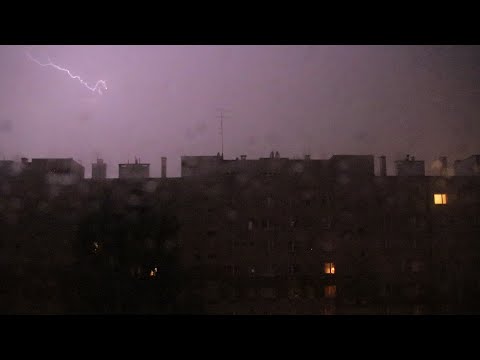 Nocna nawałnica Kraków - Burza, grad, deszcz 24-25.06.2021