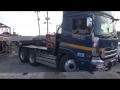 UD トレーラーヘッド　狭小構内後進～トレーラー接続　電材重機