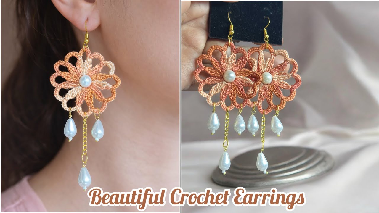 Easy Crochet Flower Earrings Tutorial ✨ | Handmade Crochet Jewelry | Trending Shorts #shorts #craft