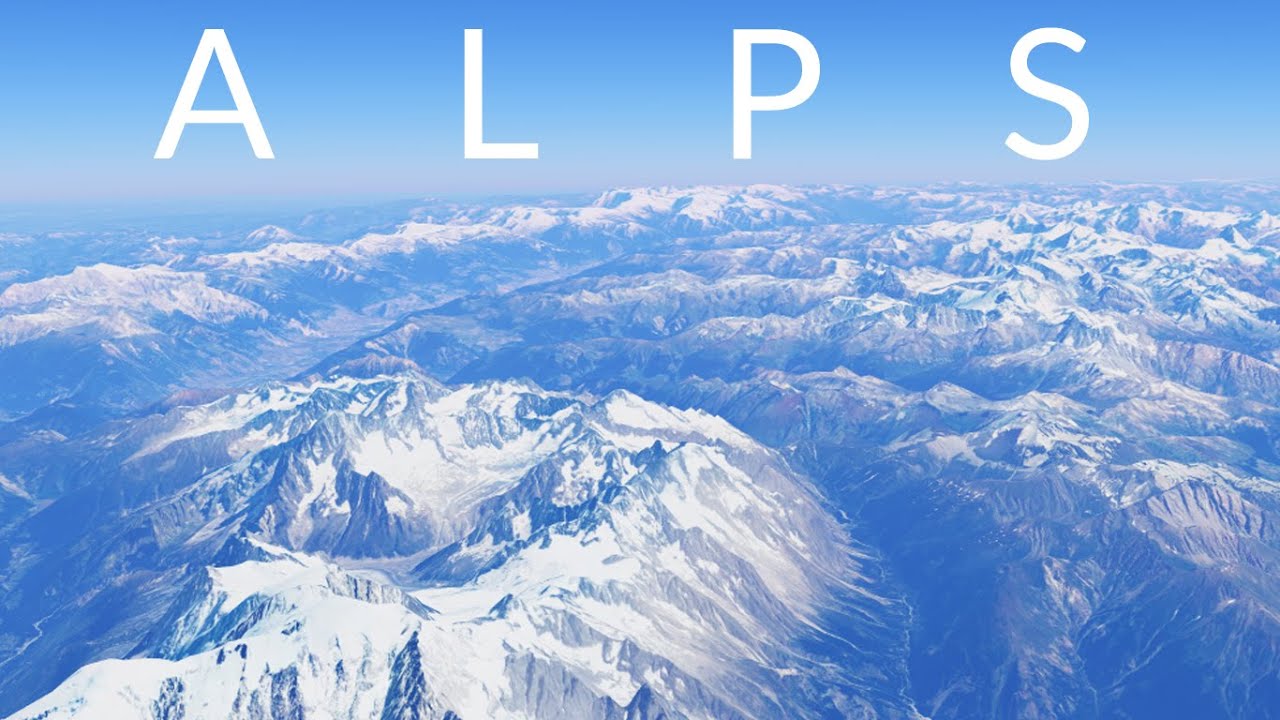 Fly over Alps Mountain range virtual