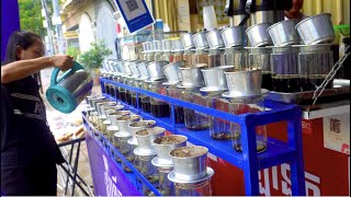 Customers Line Up for $0.75 La Nit Coffee Filter Fin | Popular Street Cafe in Phnom Penh