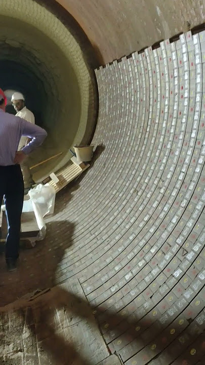 Hottest cement plant Kiln inside view fire bricks replacement #engineering