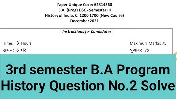 sol du B.A programme History Question No.2 Solve 3rd semester