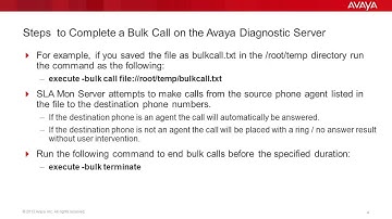 How to Complete a Bulk Call on the Avaya Diagnostic Server
