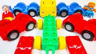 Learn 4 Colors Building Duplo Trucks and Tractor