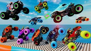 Epic Monster Trucks  Backflips, Freestyle, Racing & High Speed Jumps and Crashes with BeamNG