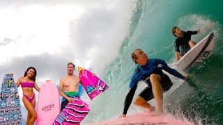 FIRST BIG PIPELINE SWELL OF THE WINTER WITH (JOHN JOHN FLORENCE)