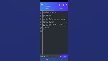 program to find the area of a circle in c language ||#short video