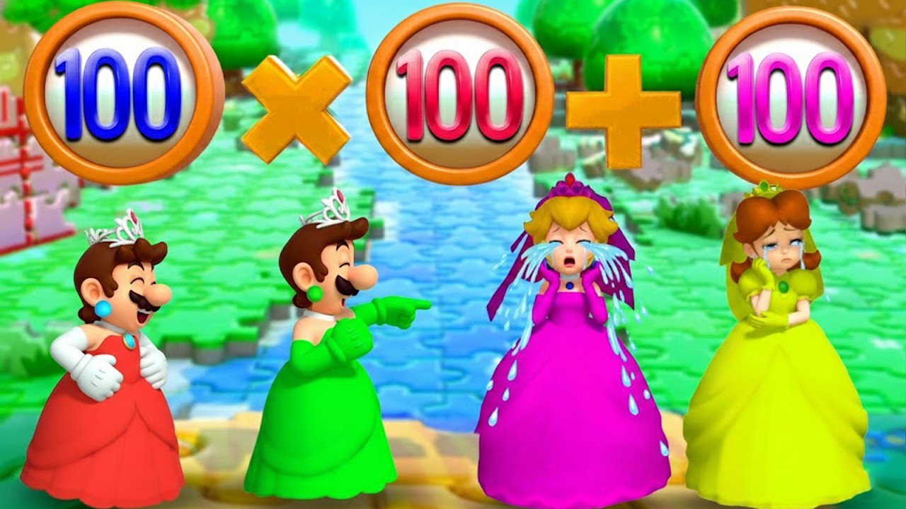 Mario Party Switch Minigames Showdown- Mario & Luig VS Peach & Daisy (Master Difficulty)