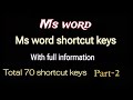 MS Word All important Shortcut key in full information // part 2 // #msword #mswordshortcutkeys